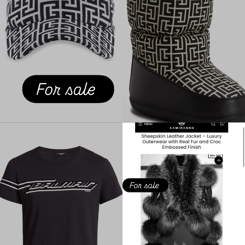 Balmain Black and White Patterned Boots